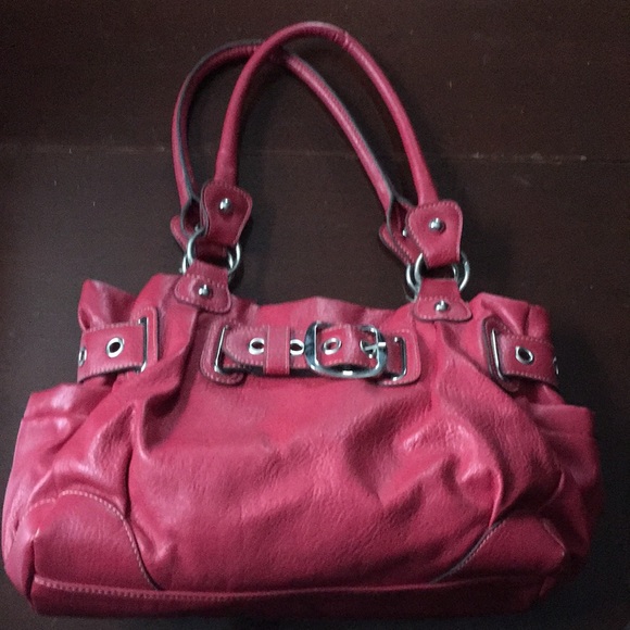 Handbags - Cute Raspberry Red Medium Sized Purse with Buckle